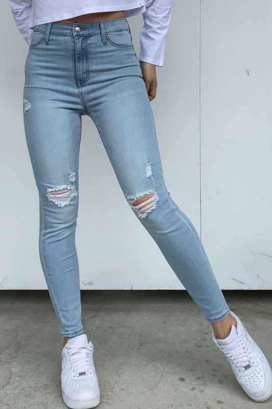 Distressed Denim Jeans - Her Crew